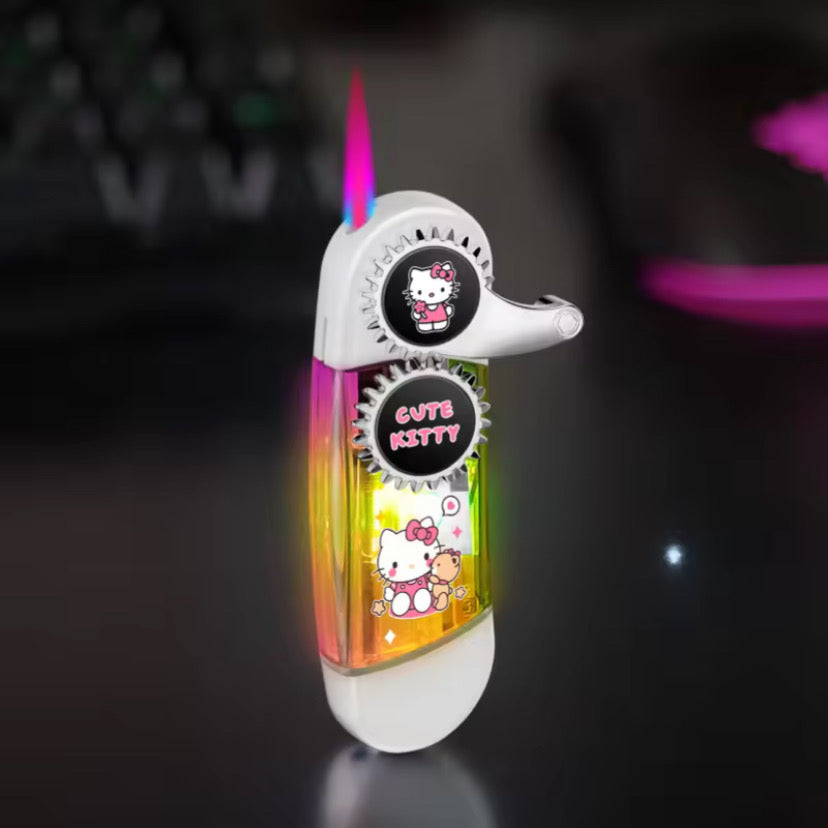 Gear Linkage Windproof Flame Lighter with Transparent Gas Chamber