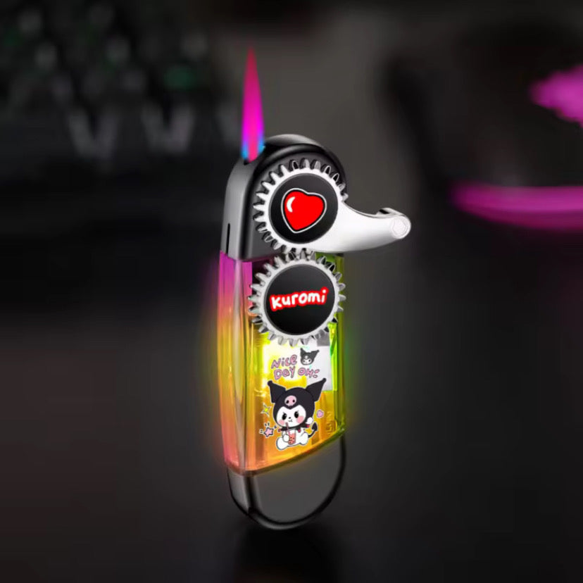 Gear Linkage Windproof Flame Lighter with Transparent Gas Chamber